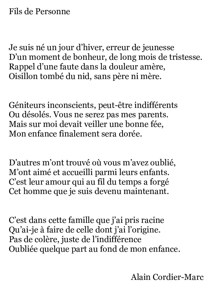 Texte Fils de Personne