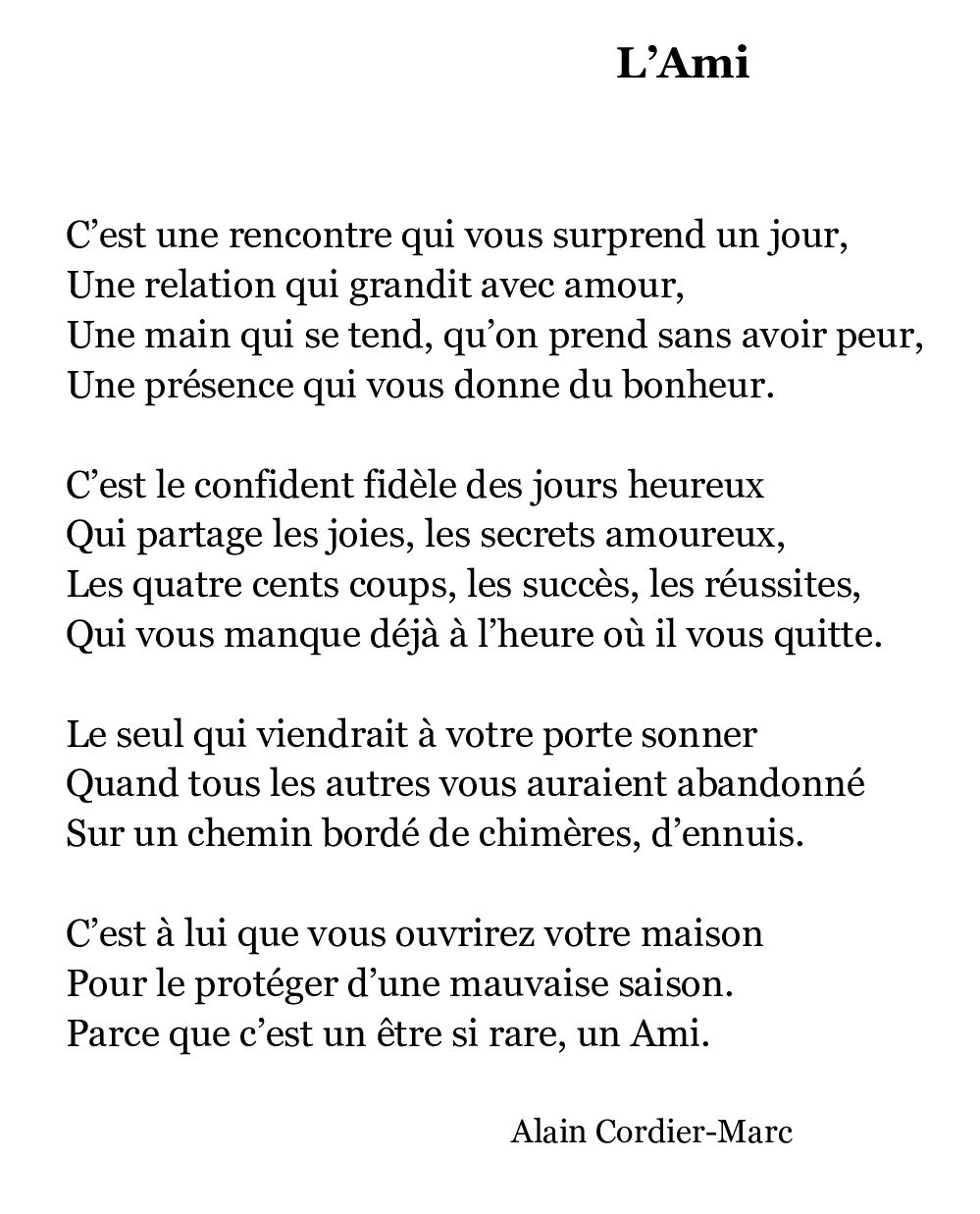 Texte L' Ami